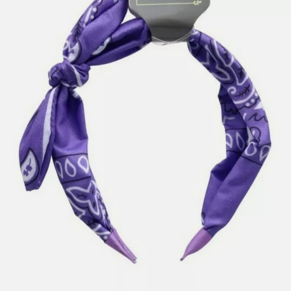 COPY - Purple Paisley Print Bow Knot Headband with wires